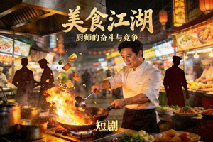 短剧《美食江湖》海报 - 厨师在美食界的奋斗与竞争