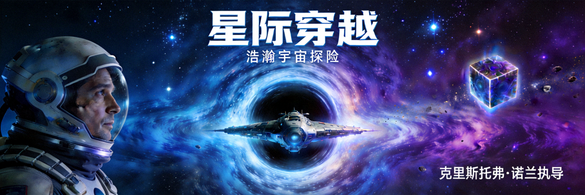 热门科幻大片《星际穿越》震撼海报 - 浩瀚宇宙探险